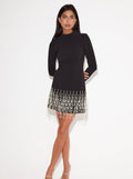 Celestia Pearl Drop Long Sleeve Dress | Black