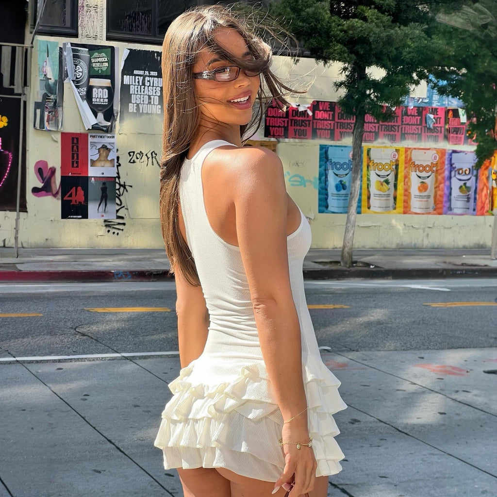 Pretty Perfect Frill Tank White Mini Dress