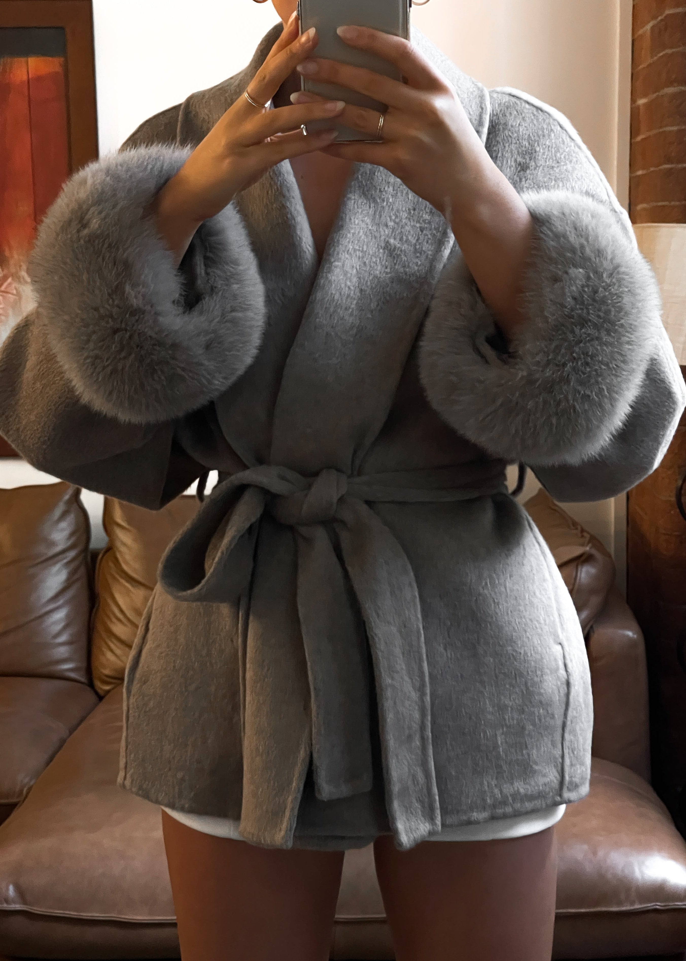 ELARA WOOL COAT (Removable fur)