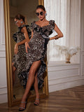 Chic Off-Shoulder Leopard Print Dress