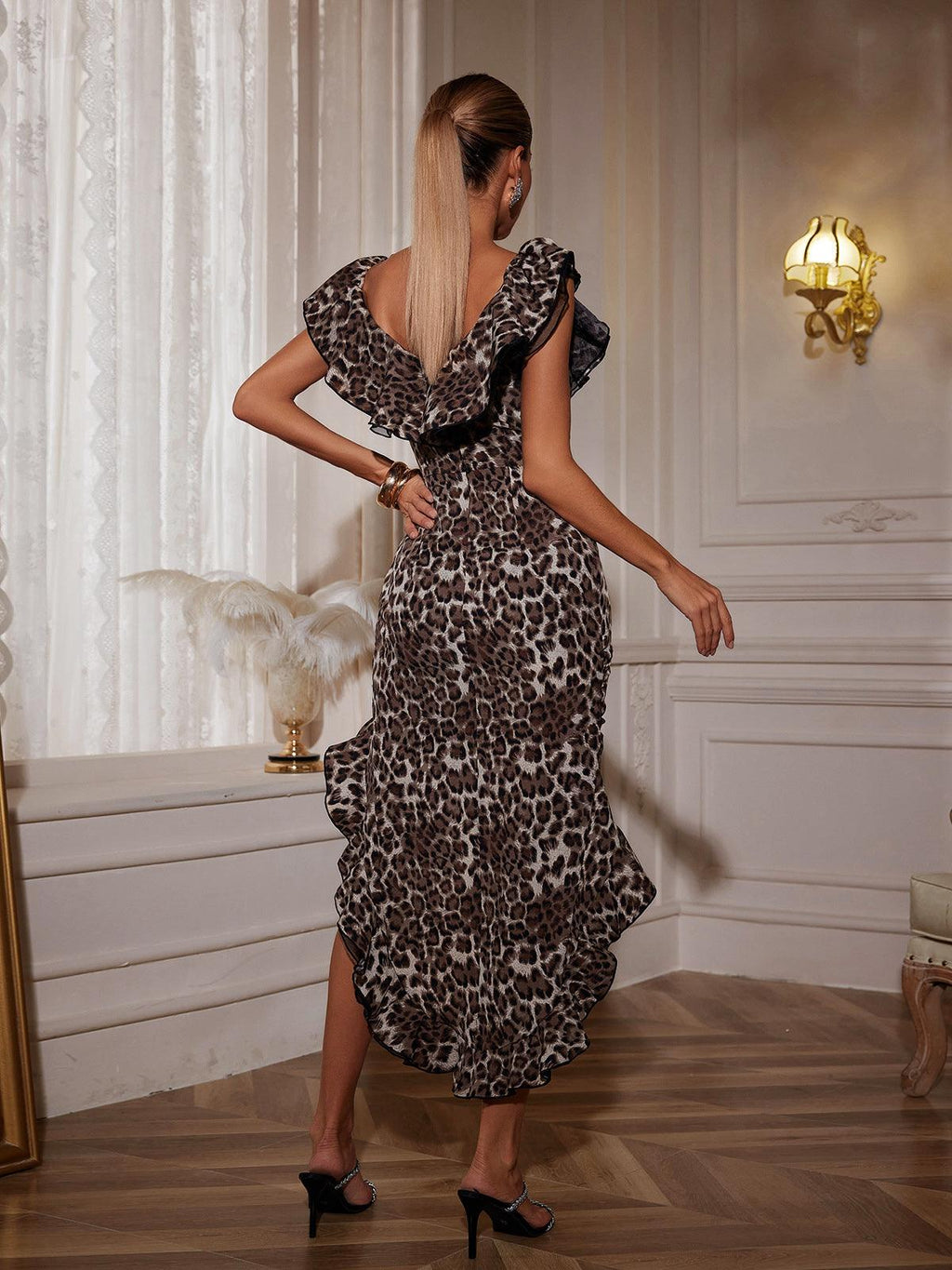 Chic Off-Shoulder Leopard Print Dress