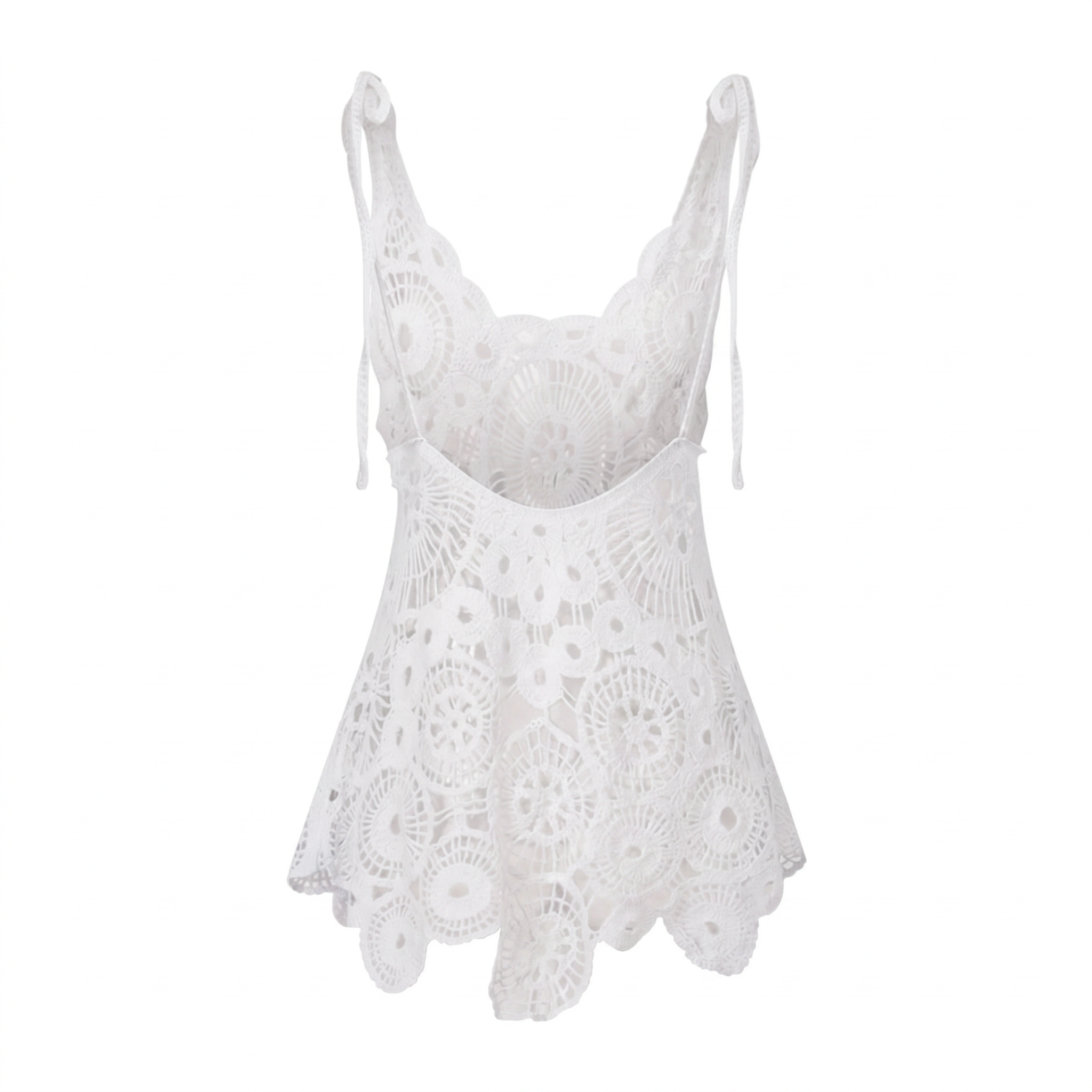 Indi White Crochet Lace Backless Mini Dress