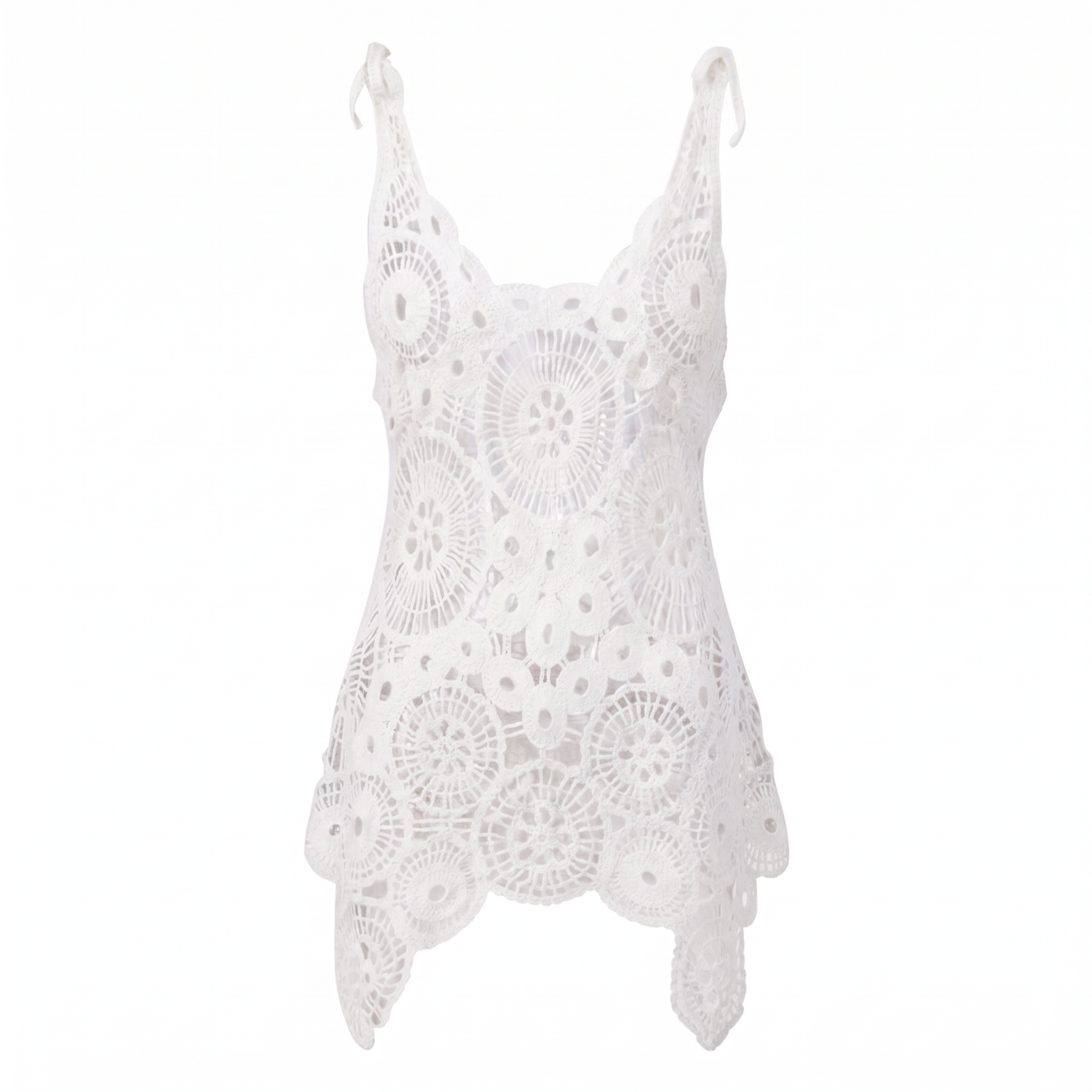 Indi White Crochet Lace Backless Mini Dress