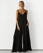 Audrey Satin Jumpsuit | Black