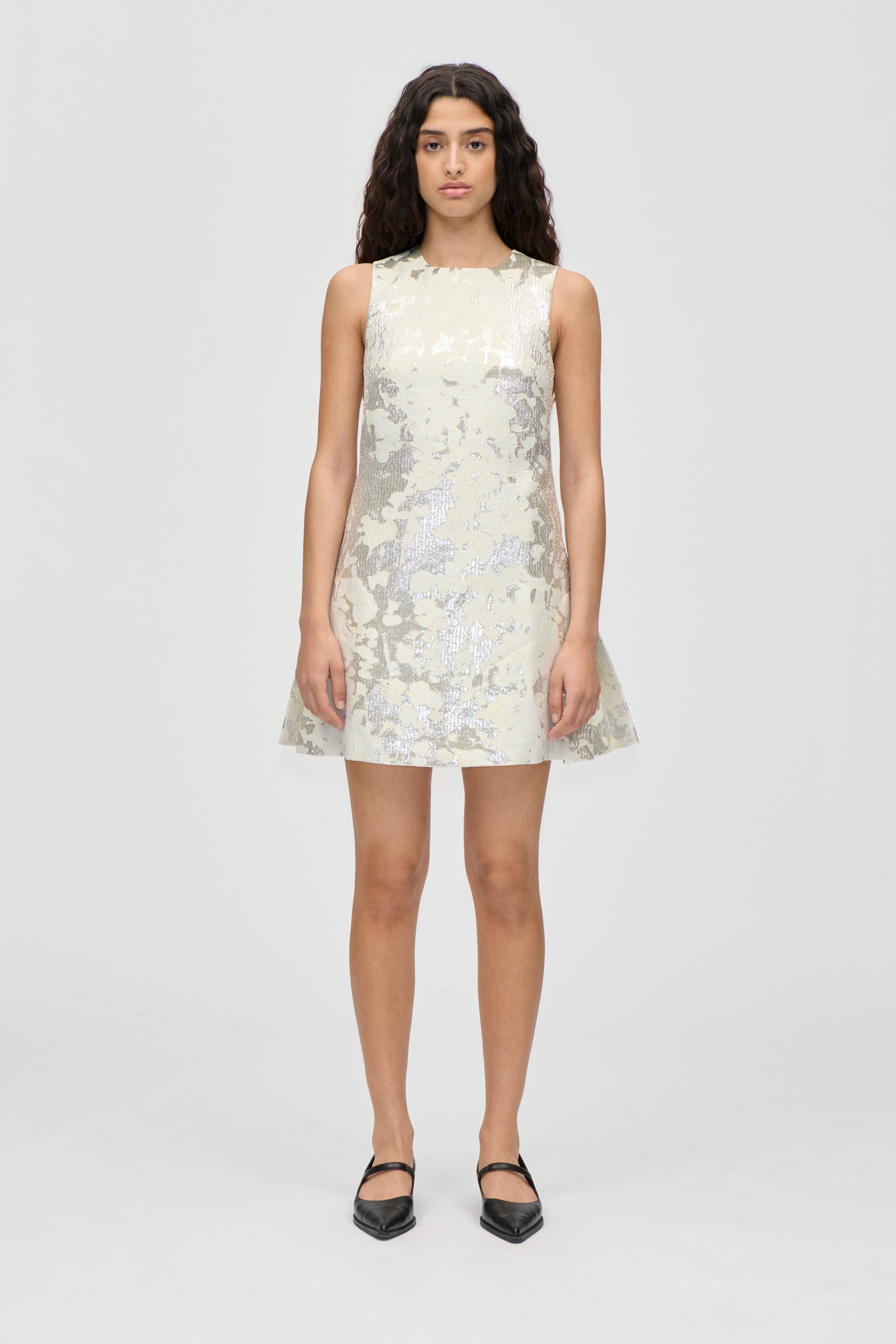 Kick Pleat Mini Dress - Lurex Garden