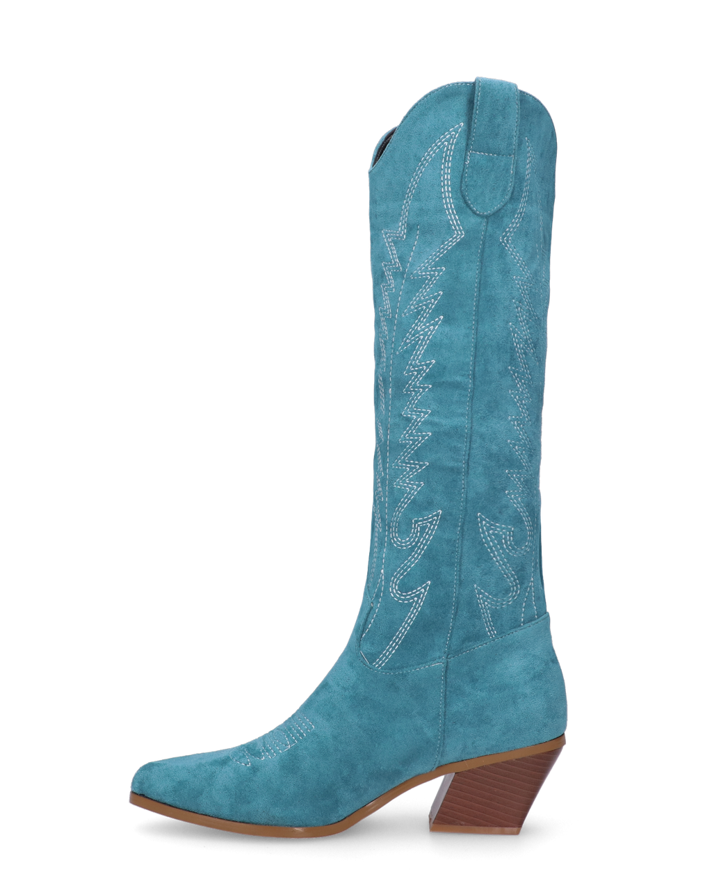 LEA - camperos in camoscio blu con ricami bianchi