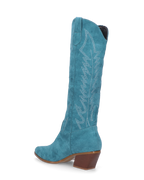 LEA - camperos in camoscio blu con ricami bianchi