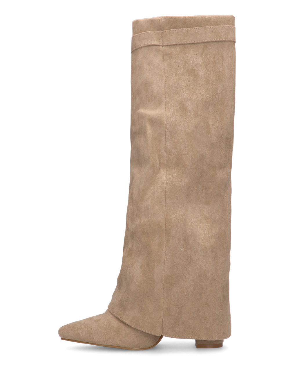 LILY - stivali alti in camoscio beige con risvolto
