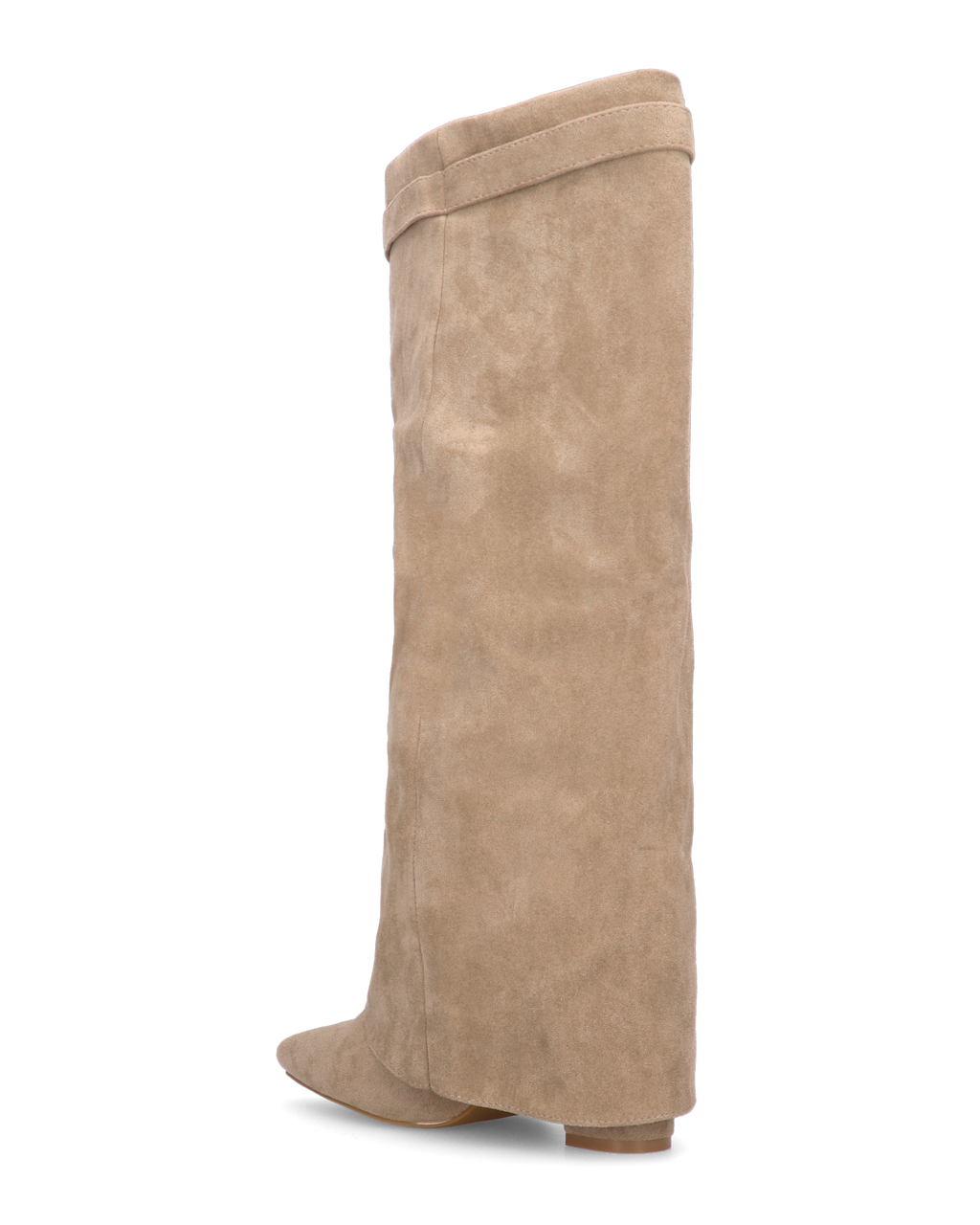 LILY - stivali alti in camoscio beige con risvolto