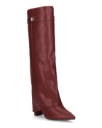 LILY  - stivali alti bordeaux con risvolto