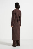 Mesma - Suede Asymmetric Coat with Cinch Belt - Brown