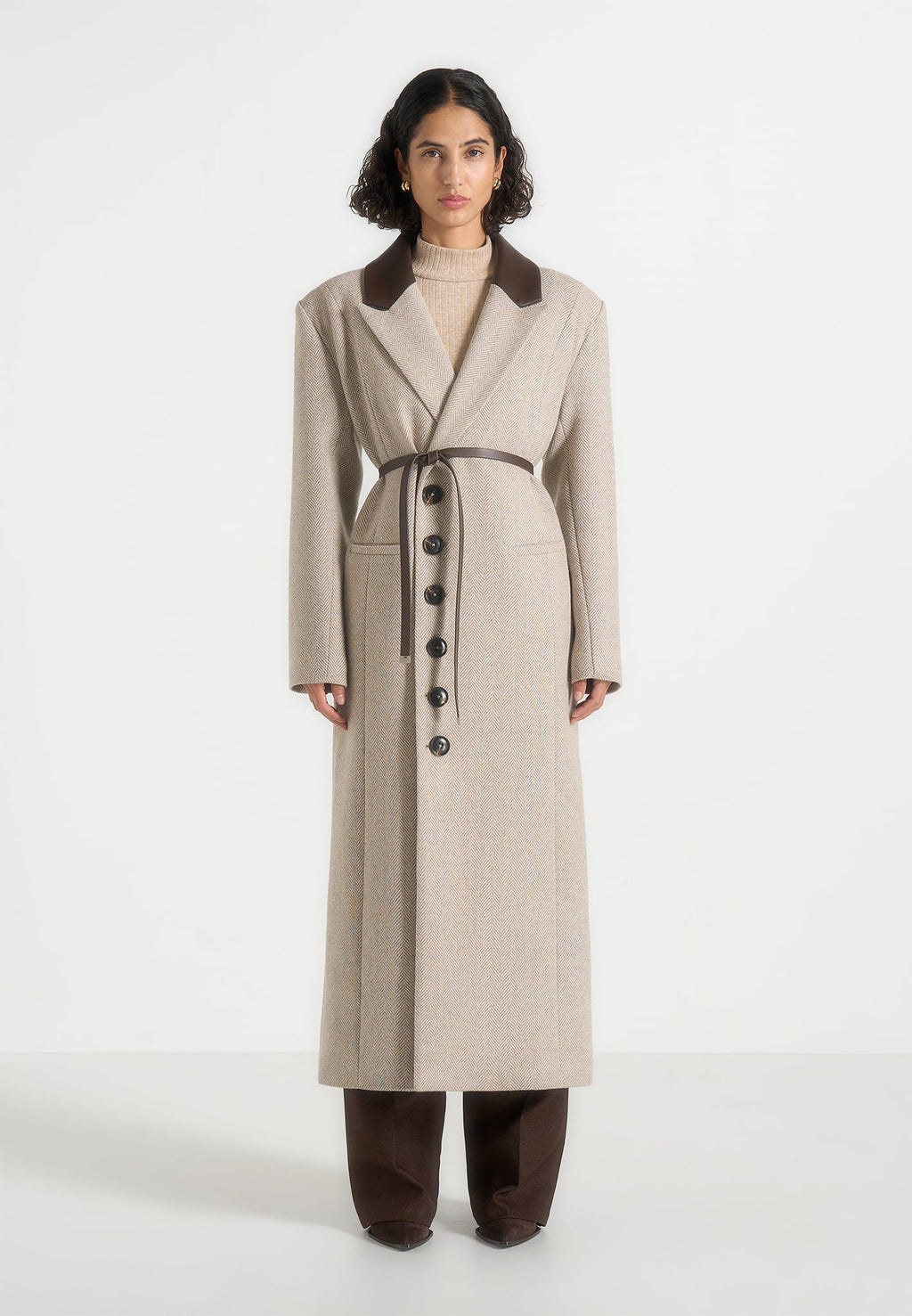 Anissa - Oversized Coat with Leather Belt