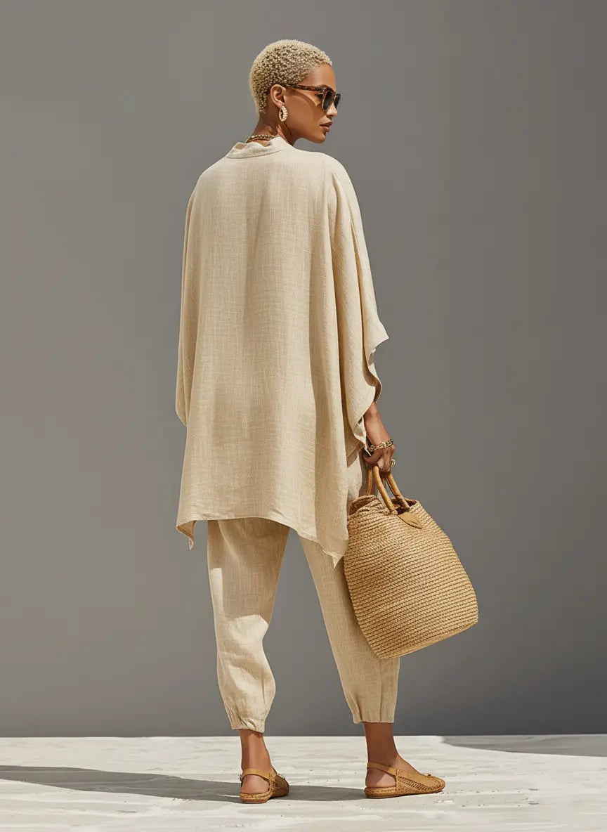 Nadia | Asymmetric Linen Two-Piece Set