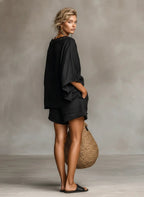 Penny | Linen Lace Blouse Shorts Set