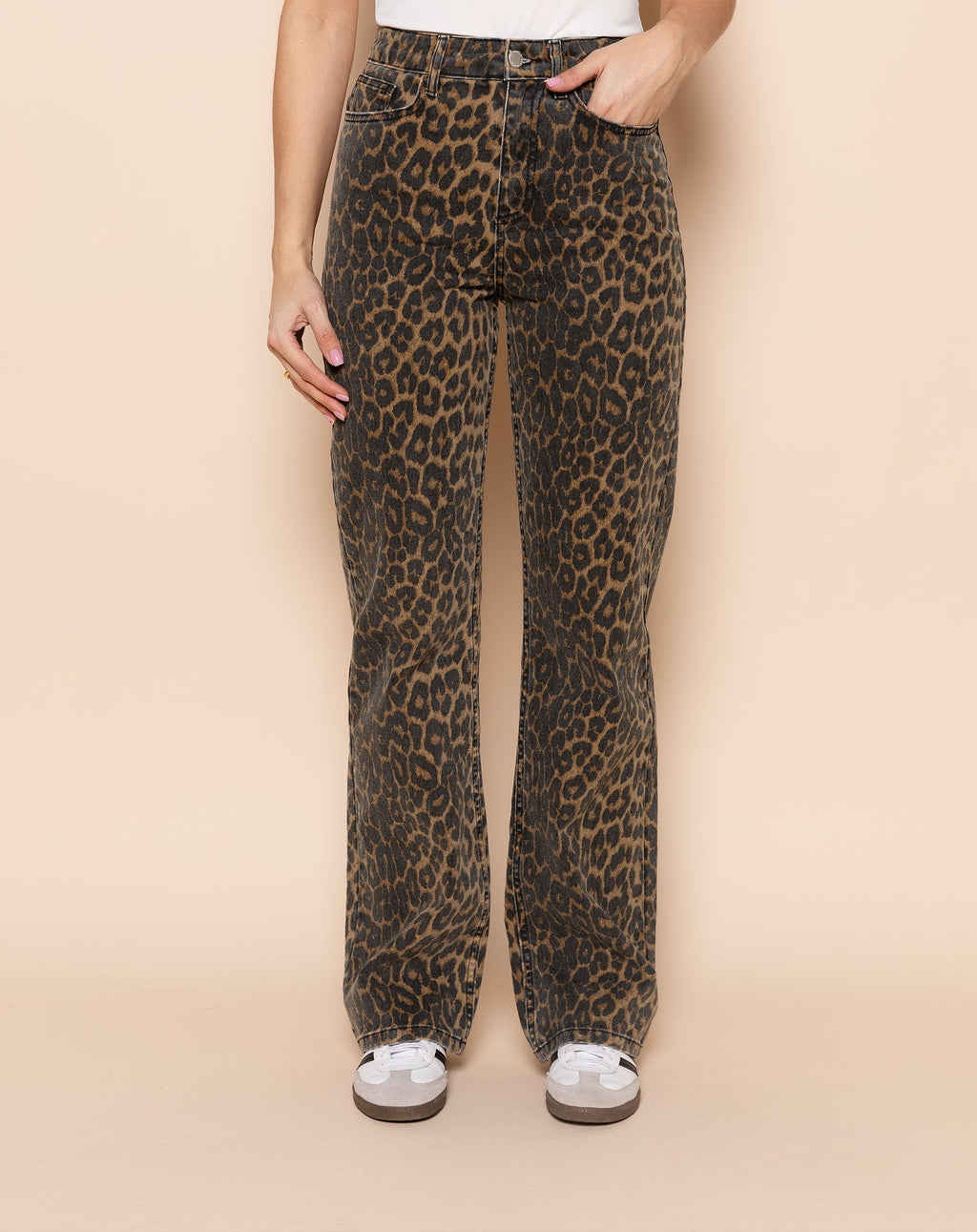 LEOPARD BOOTCUT JEANS BLACK