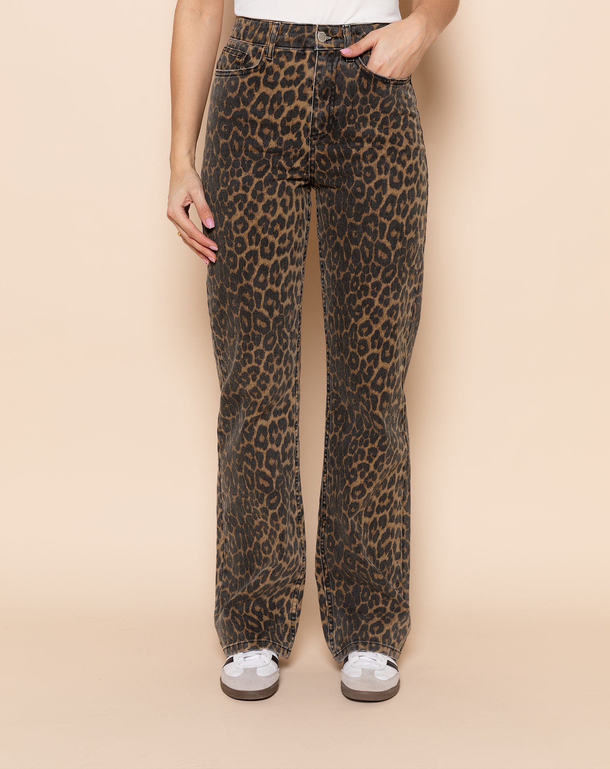 LEOPARD BOOTCUT JEANS BLACK