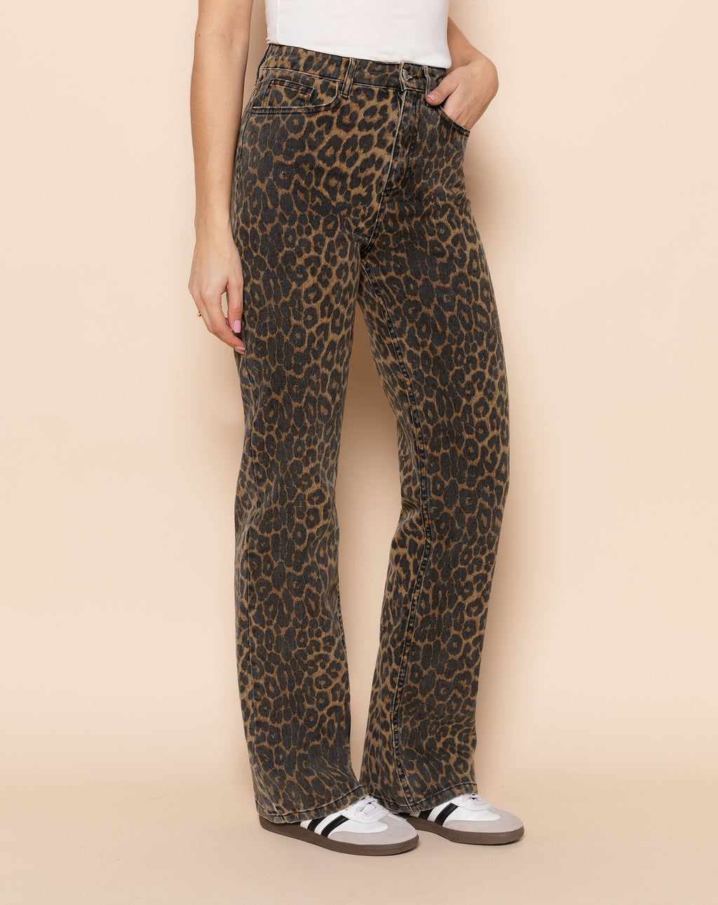 LEOPARD BOOTCUT JEANS BLACK