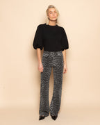 LEOPARD BOOTCUT JEANS GREY