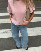 COMFORT WIDE LEG JEANS MID BLUE