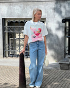 COMFORT WIDE LEG JEANS MID BLUE