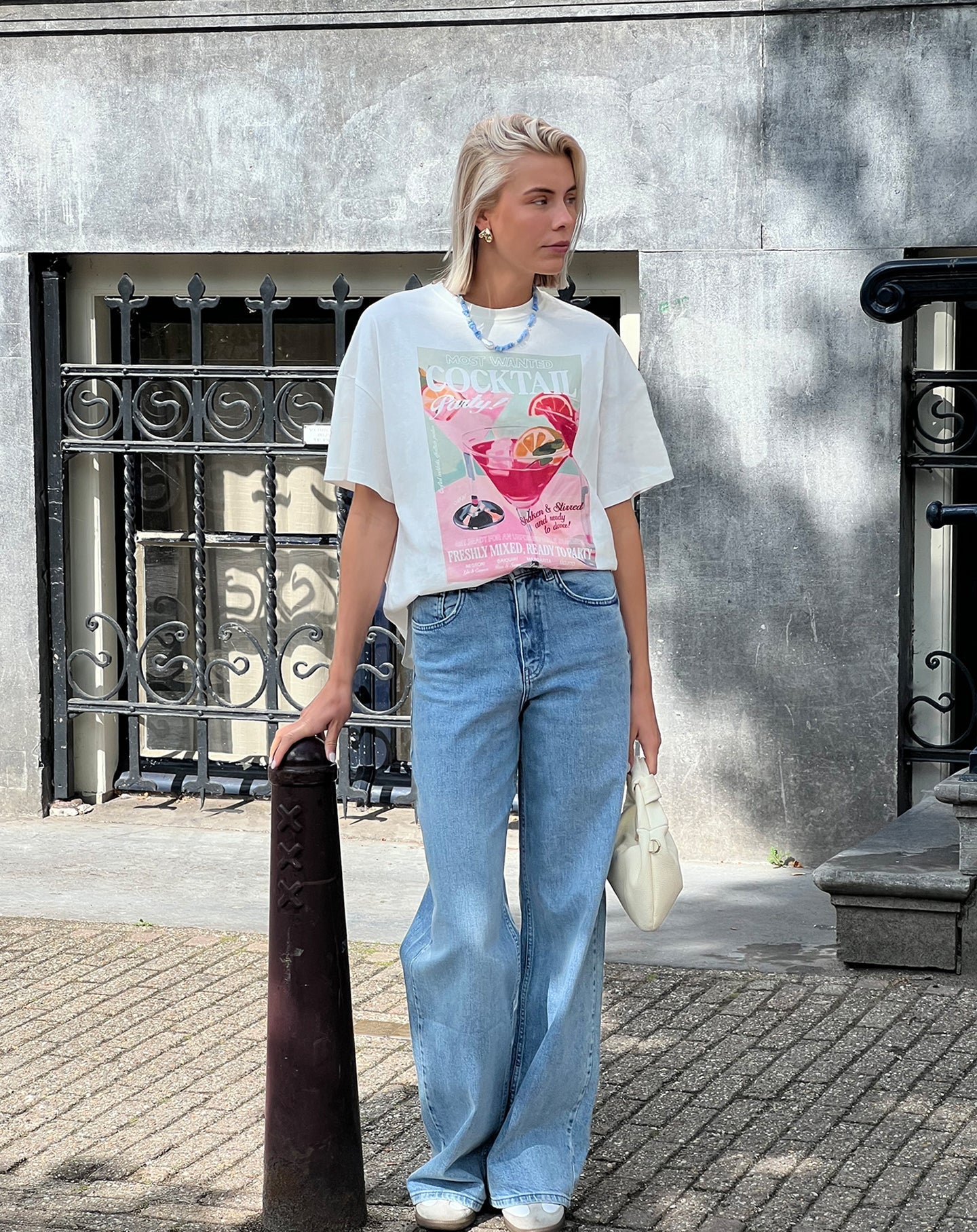 COMFORT WIDE LEG JEANS MID BLUE