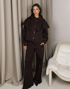 FLOWY DENIM WIDE LEG JEANS BROWN