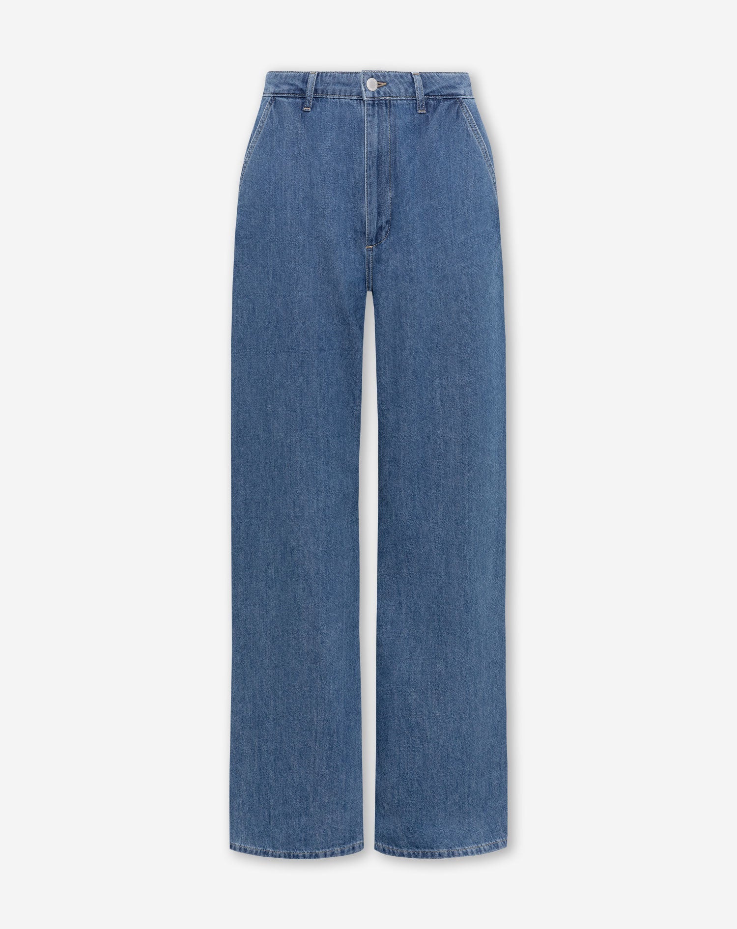 FLOWY DENIM WIDE LEG JEANS MID BLUE