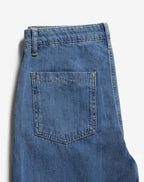 FLOWY DENIM WIDE LEG JEANS MID BLUE