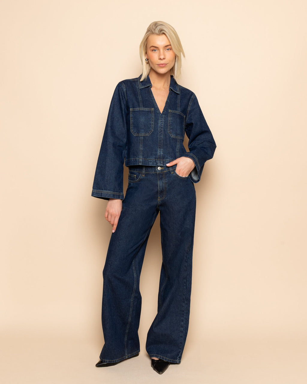 NORE LONG SLEEVE TOP DARK BLUE