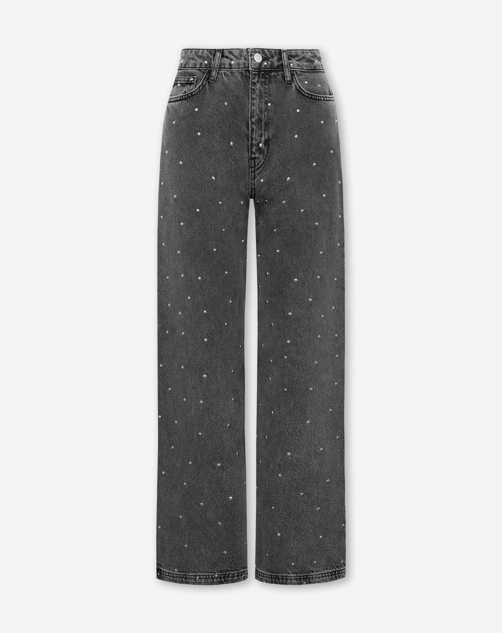ALLOVER STUD WIDE LEG JEANS GREY
