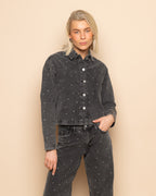 ALLOVER STUD DENIM JACKET GREY