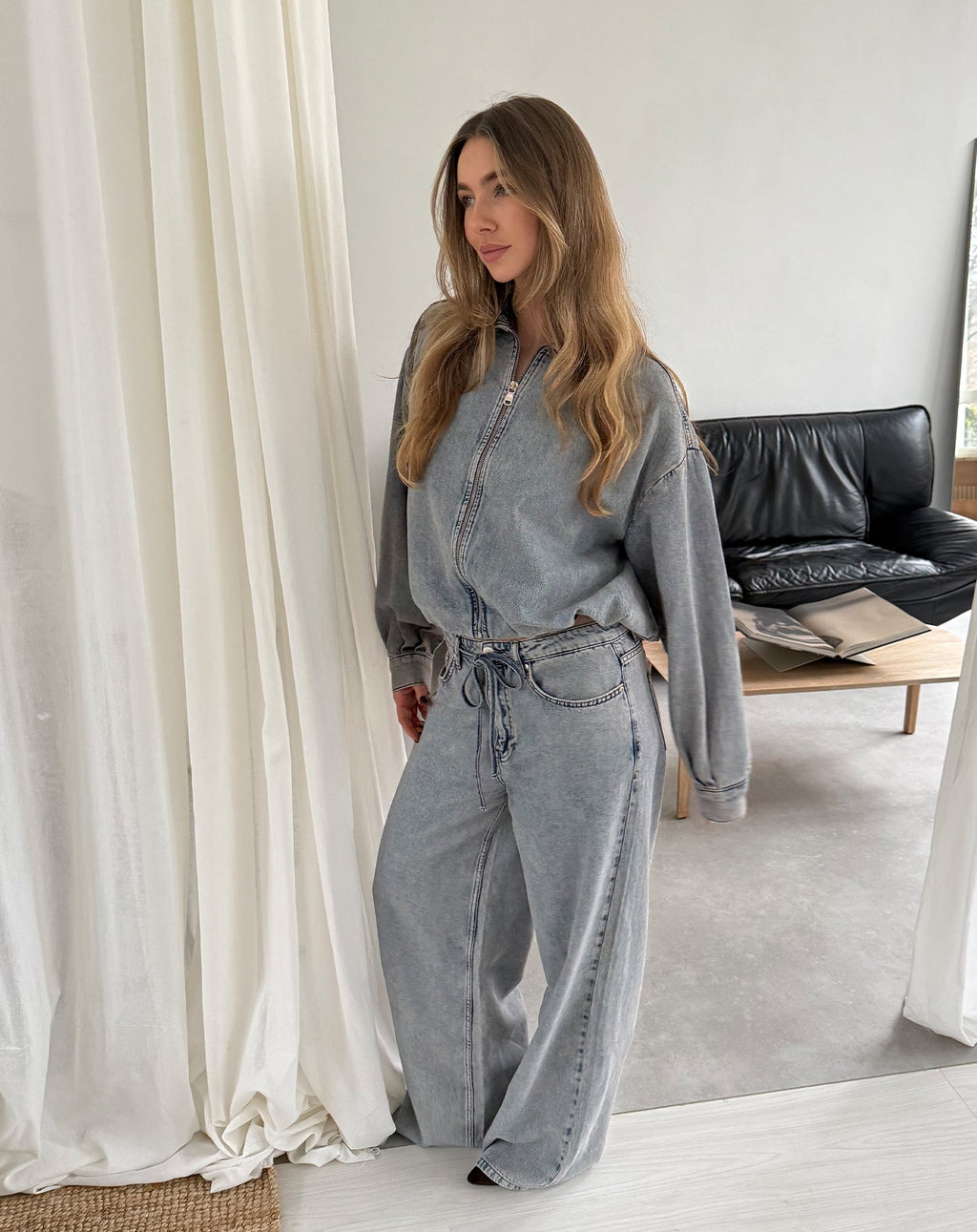 LOTTE BUBBLE HEM JACKET VINTAGE BLUE