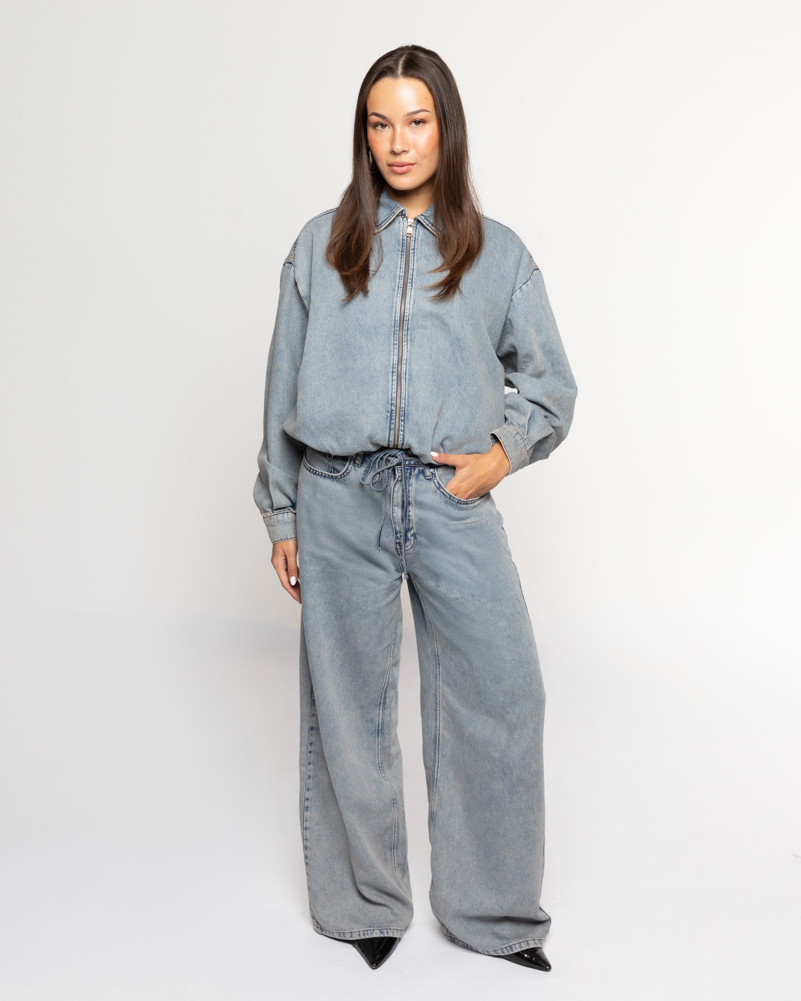 LOTTE BUBBLE HEM JACKET VINTAGE BLUE