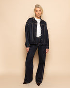 LIA STUD DENIM JACKET RIGID BLUE