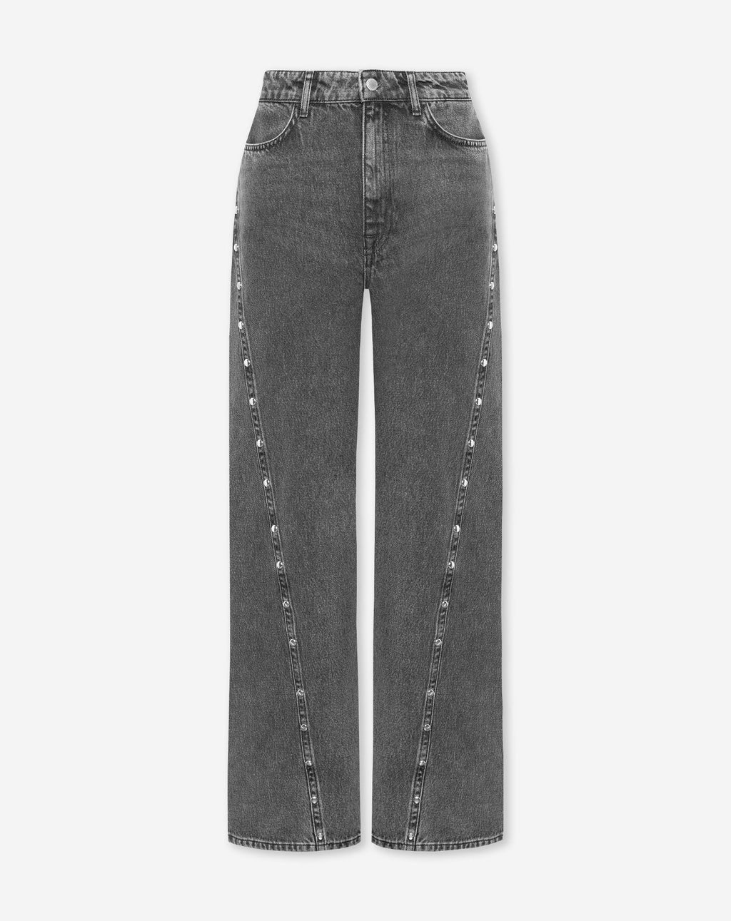 STUD SEAM WIDE LEG JEANS GREY