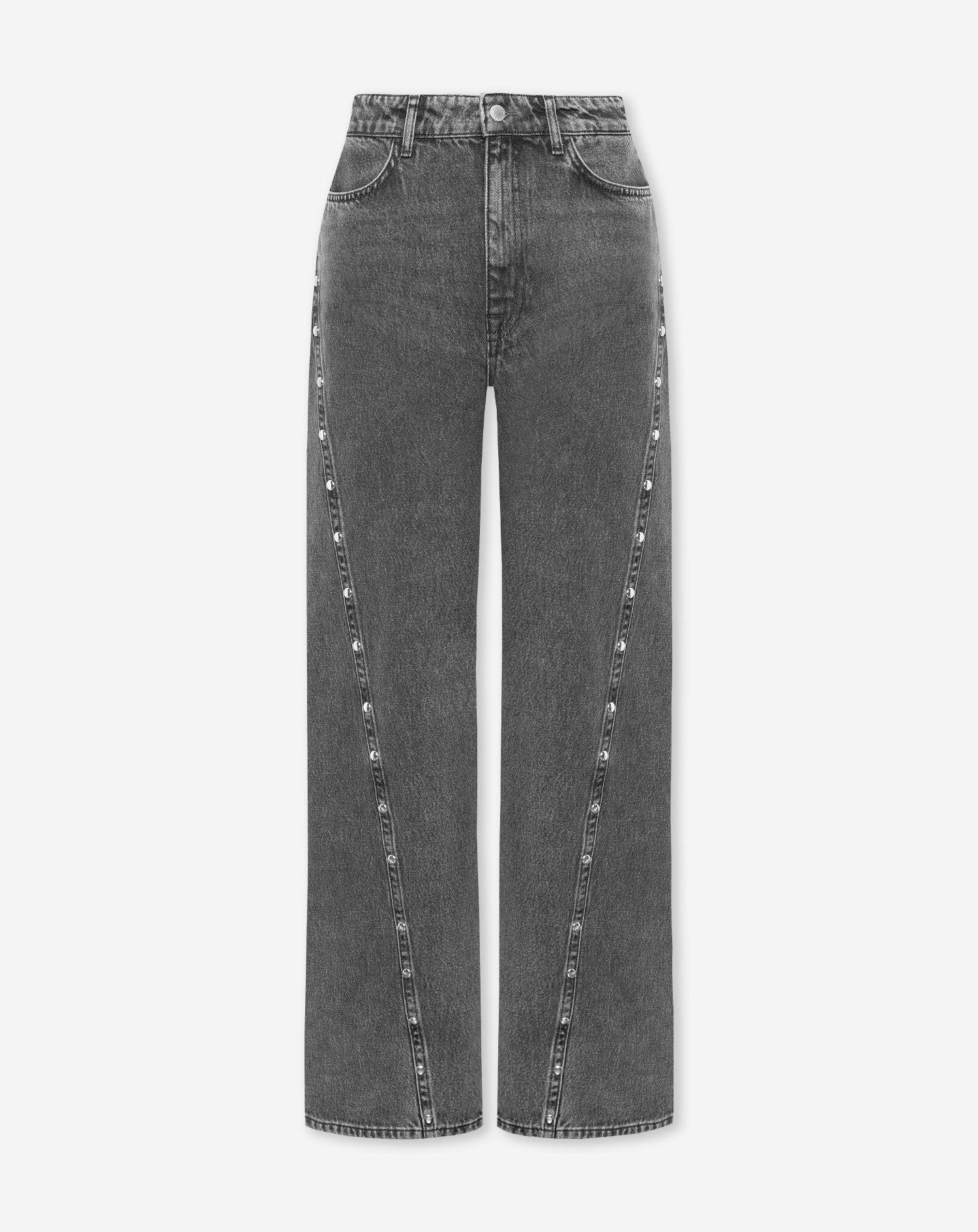 STUD SEAM WIDE LEG JEANS GREY