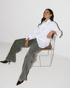 STUD SEAM WIDE LEG JEANS GREY