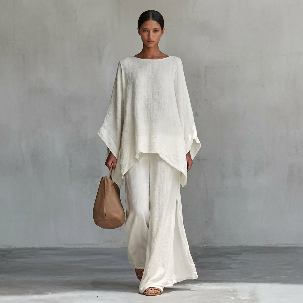 Cristina | Two-Piece Linen Blend Set with Long Sleeves and Loose Pants
