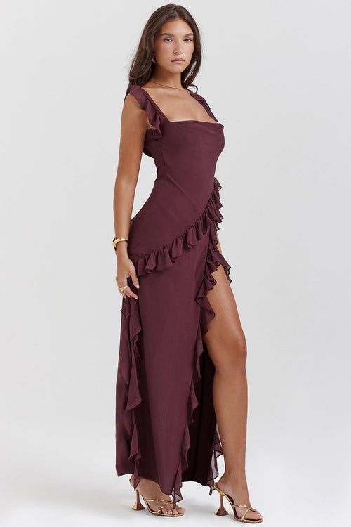 Amira Long Dress – Dark Plum