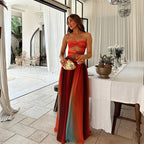Aziza - Hollow Out Tie-Dye Gradient Long Dress