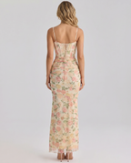 Kayla | Maxi Dress with Floral Print and Mesh Overlay