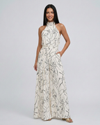 Ellen | Printed Wide-Leg Jumpsuit with Halter Neck