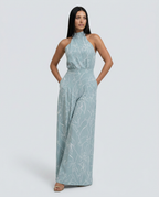 Ellen | Printed Wide-Leg Jumpsuit with Halter Neck