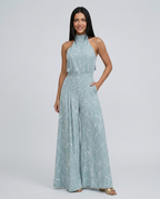 Ellen | Printed Wide-Leg Jumpsuit with Halter Neck