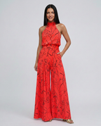 Ellen | Printed Wide-Leg Jumpsuit with Halter Neck