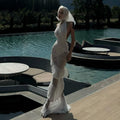 Plot Twist White Sheer Halter Maxi Dress With Built-In Bodysuit