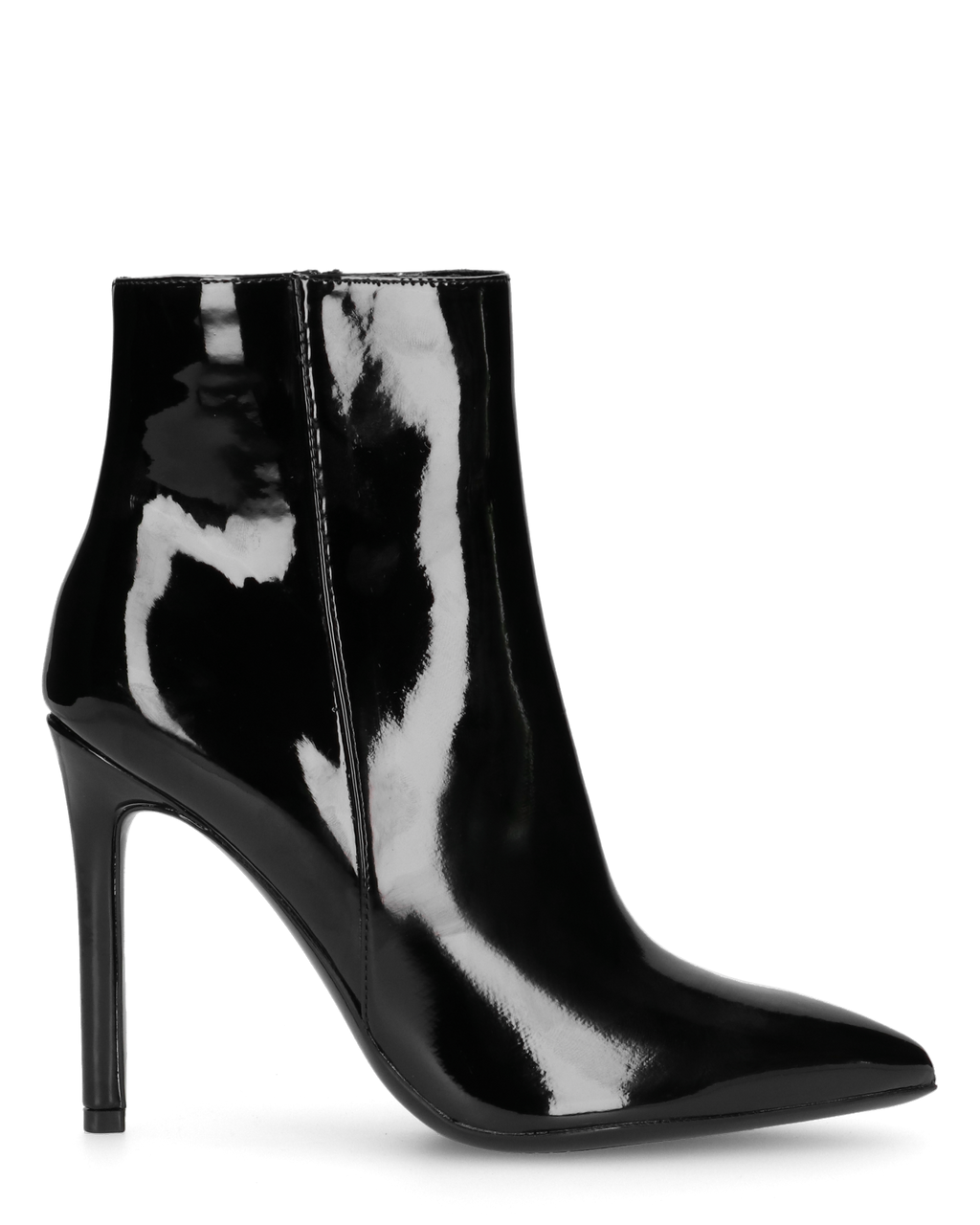 QUINN - stivaletto con tacco a punta effetto glassy nero