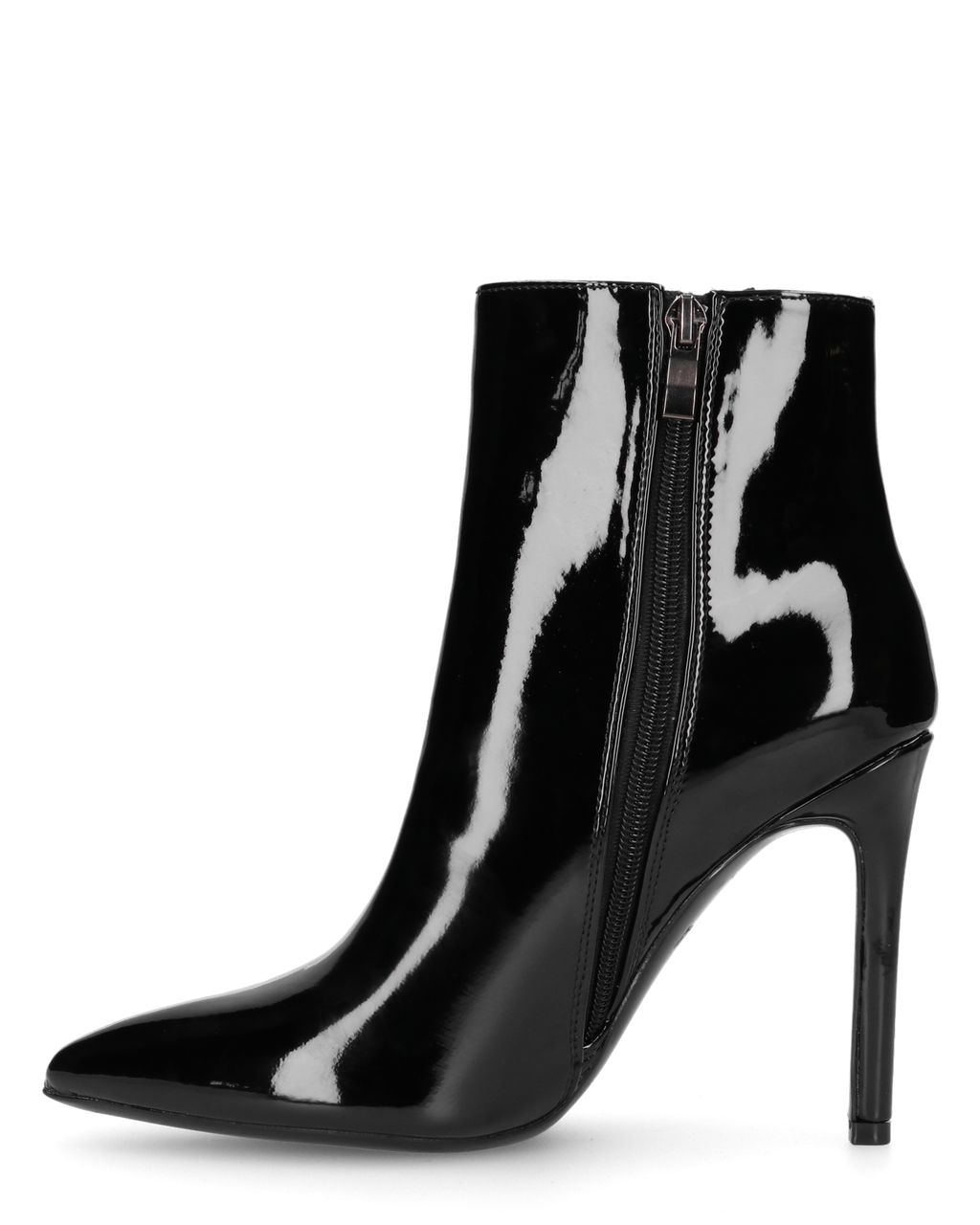 QUINN - stivaletto con tacco a punta effetto glassy nero