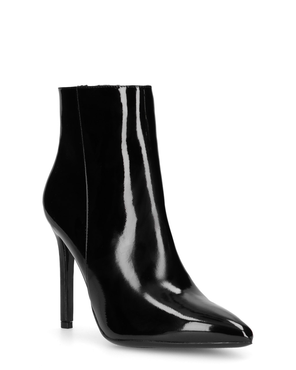 QUINN - stivaletto con tacco a punta effetto glassy nero