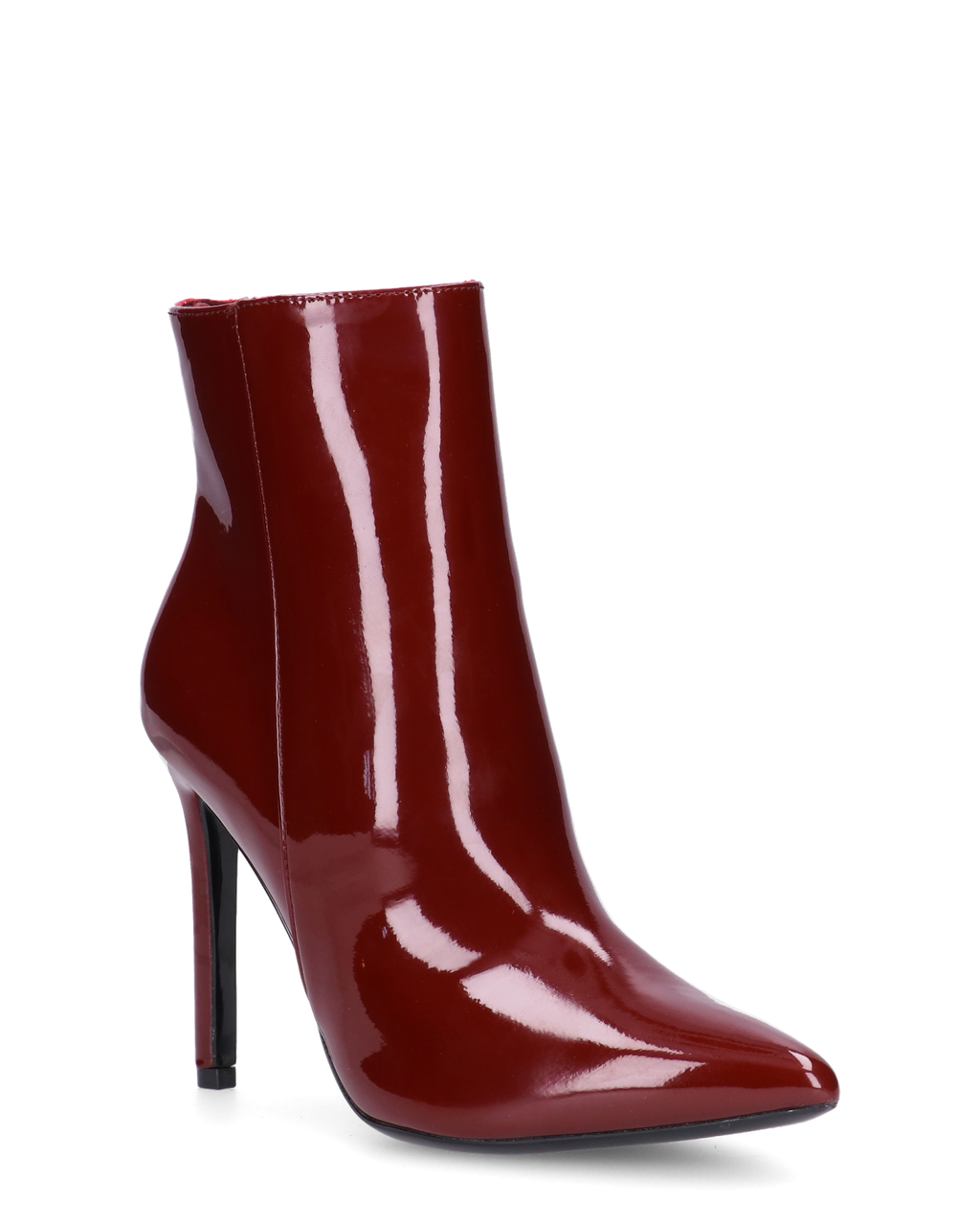QUINN - stivaletto con tacco a punta effetto glassy burgundy